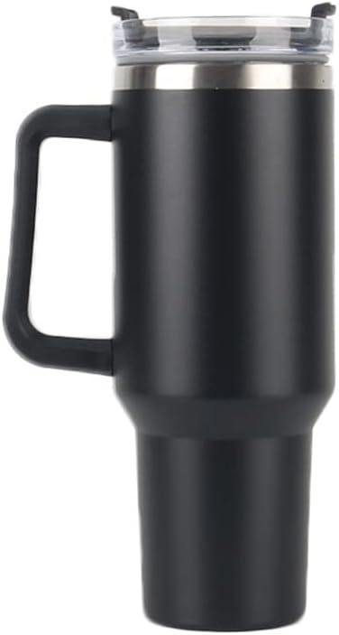 40oz Insulated Travel Mug Tumbler With Handle and Straw,Stainless Steel Double Wall Vacuum Cup Keep Drink Cold and Hot (Yellow)