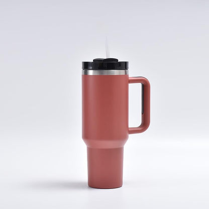 40oz Insulated Travel Mug Tumbler With Handle and Straw,Stainless Steel Double Wall Vacuum Cup Keep Drink Cold and Hot (Yellow)