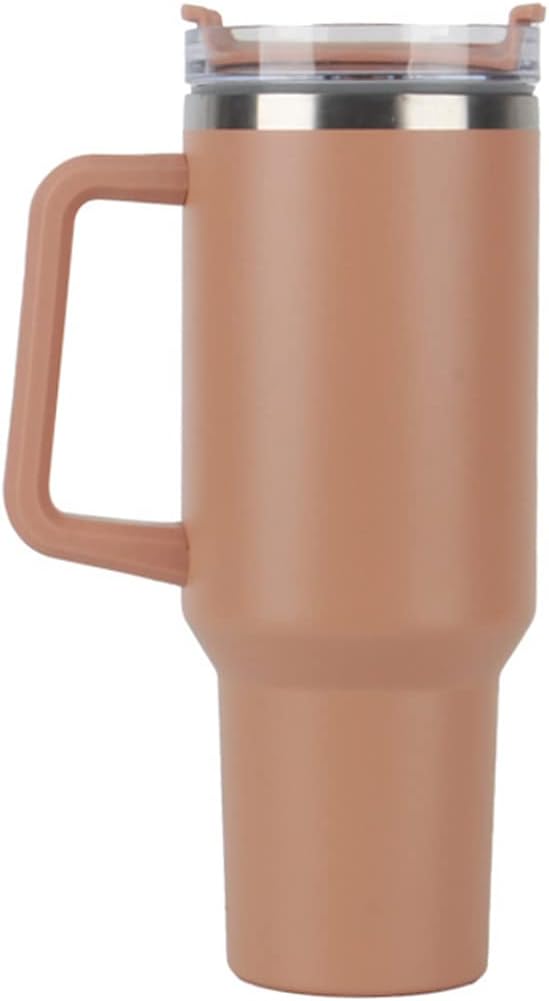 40oz Insulated Travel Mug Tumbler With Handle and Straw,Stainless Steel Double Wall Vacuum Cup Keep Drink Cold and Hot (Yellow)