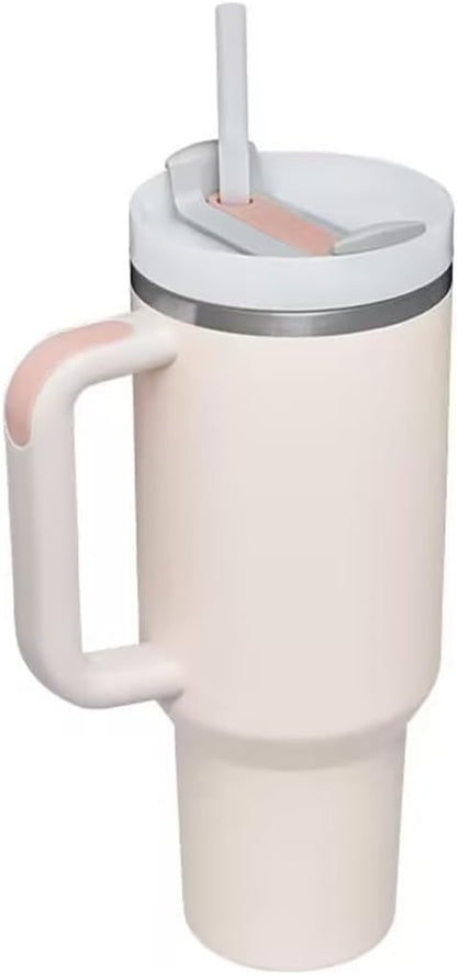 40oz Insulated Travel Mug Tumbler With Handle and Straw,Stainless Steel Double Wall Vacuum Cup Keep Drink Cold and Hot (Yellow)