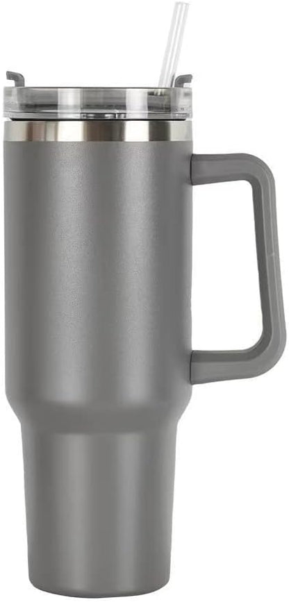 40oz Insulated Travel Mug Tumbler With Handle and Straw,Stainless Steel Double Wall Vacuum Cup Keep Drink Cold and Hot (Yellow)