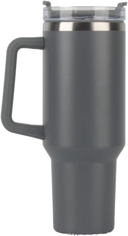 40oz Insulated Travel Mug Tumbler With Handle and Straw,Stainless Steel Double Wall Vacuum Cup Keep Drink Cold and Hot (Yellow)