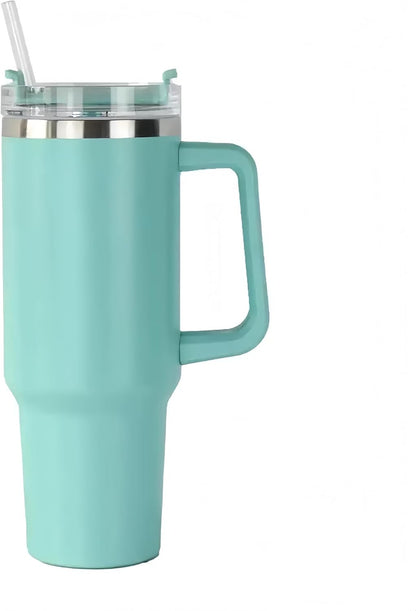 40oz Insulated Travel Mug Tumbler With Handle and Straw,Stainless Steel Double Wall Vacuum Cup Keep Drink Cold and Hot (Yellow)