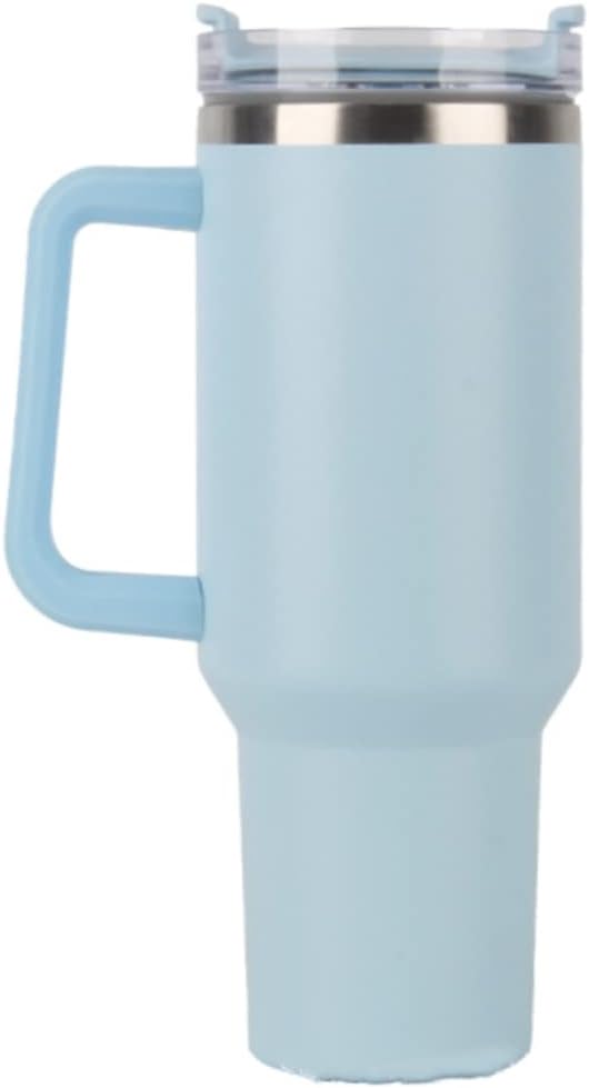 40oz Insulated Travel Mug Tumbler With Handle and Straw,Stainless Steel Double Wall Vacuum Cup Keep Drink Cold and Hot (Yellow)