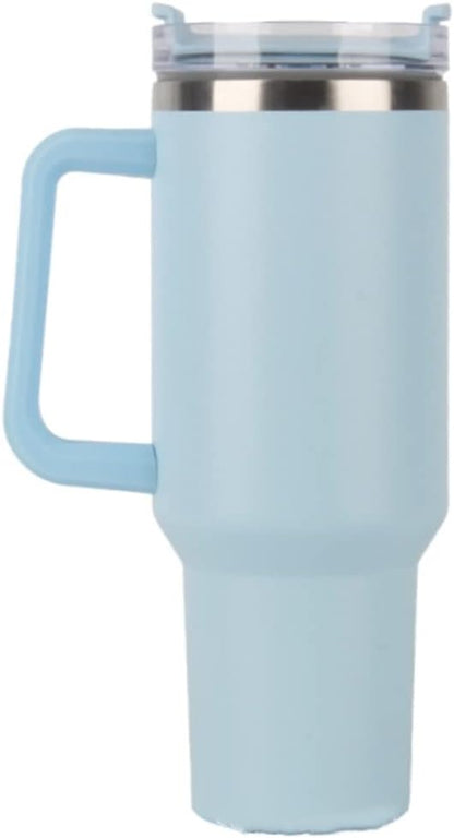 40oz Insulated Travel Mug Tumbler With Handle and Straw,Stainless Steel Double Wall Vacuum Cup Keep Drink Cold and Hot (Yellow)