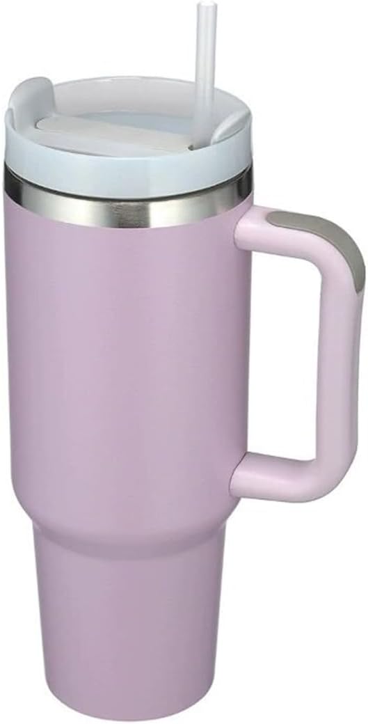 40oz Insulated Travel Mug Tumbler With Handle and Straw,Stainless Steel Double Wall Vacuum Cup Keep Drink Cold and Hot (Yellow)