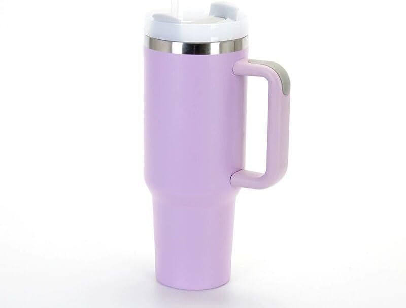 40oz Insulated Travel Mug Tumbler With Handle and Straw,Stainless Steel Double Wall Vacuum Cup Keep Drink Cold and Hot (Yellow)