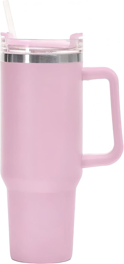 40oz Insulated Travel Mug Tumbler With Handle and Straw,Stainless Steel Double Wall Vacuum Cup Keep Drink Cold and Hot (Yellow)