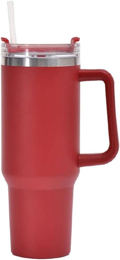 40oz Insulated Travel Mug Tumbler With Handle and Straw,Stainless Steel Double Wall Vacuum Cup Keep Drink Cold and Hot (Yellow)