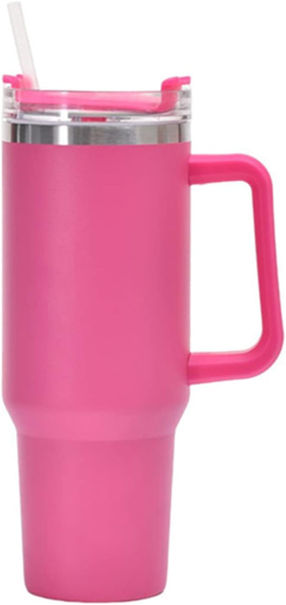 40oz Insulated Travel Mug Tumbler With Handle and Straw,Stainless Steel Double Wall Vacuum Cup Keep Drink Cold and Hot (Yellow)
