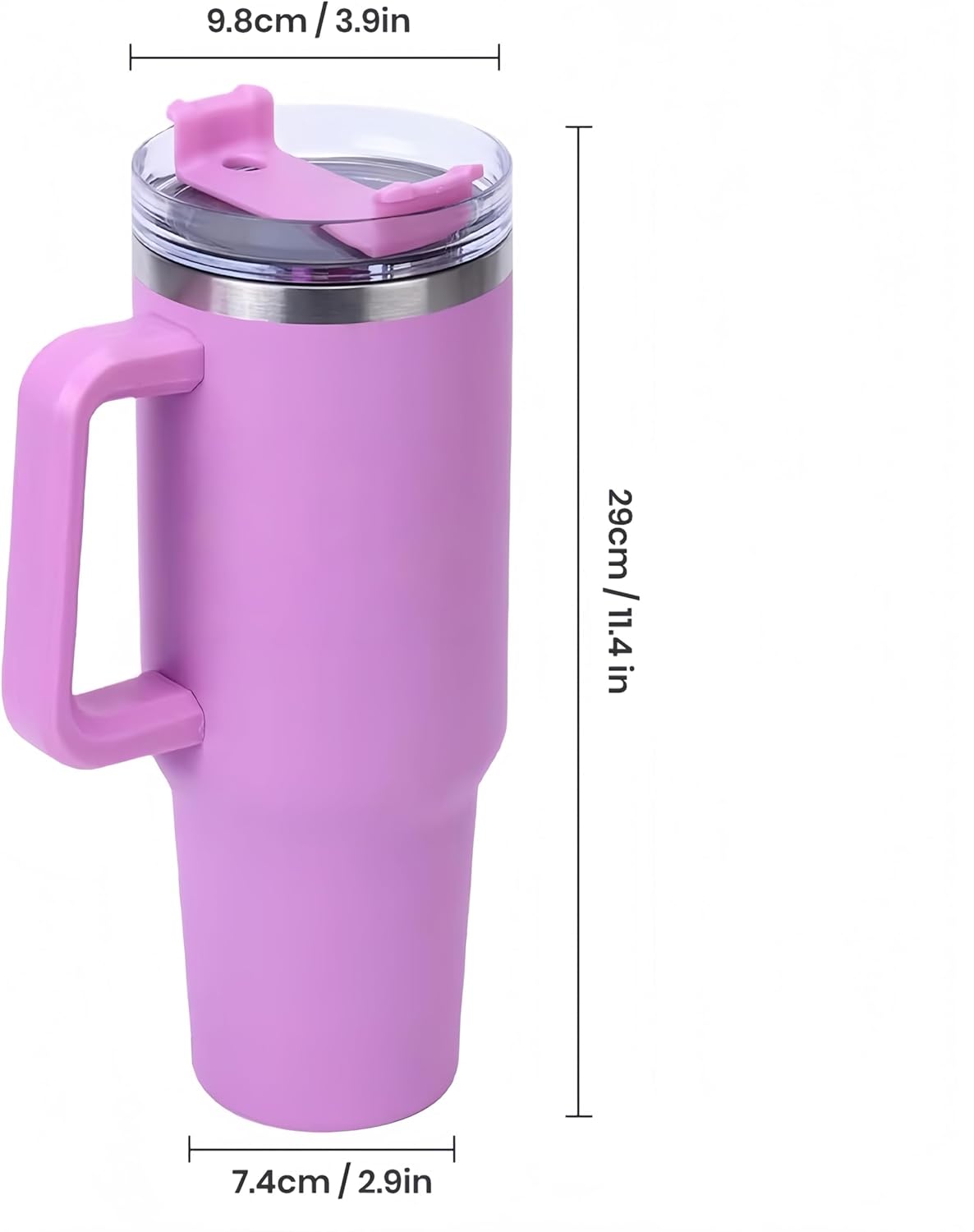 40oz Insulated Travel Mug Tumbler With Handle and Straw,Stainless Steel Double Wall Vacuum Cup Keep Drink Cold and Hot (Yellow)