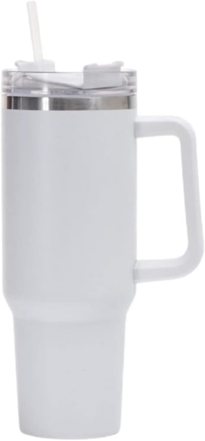 40oz Insulated Travel Mug Tumbler With Handle and Straw,Stainless Steel Double Wall Vacuum Cup Keep Drink Cold and Hot (Yellow)