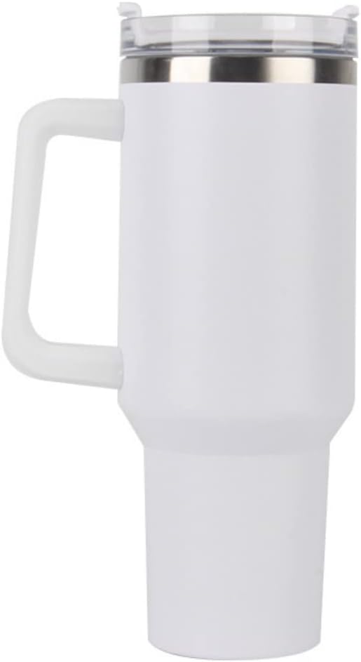 40oz Insulated Travel Mug Tumbler With Handle and Straw,Stainless Steel Double Wall Vacuum Cup Keep Drink Cold and Hot (Yellow)