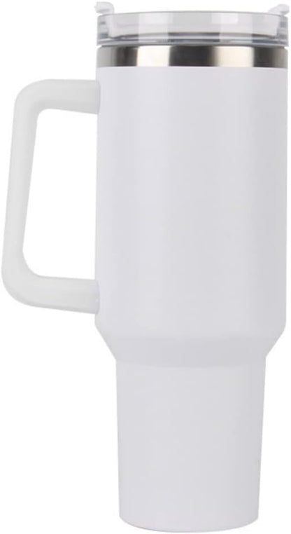 40oz Insulated Travel Mug Tumbler With Handle and Straw,Stainless Steel Double Wall Vacuum Cup Keep Drink Cold and Hot (Yellow)