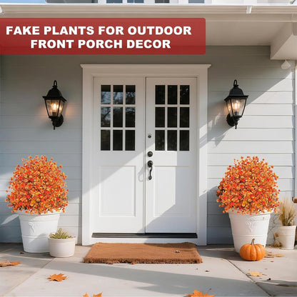 2 Pack Fall Artificial Mums Topiary Ball Tree with Ground Spike Boxwood 25" UV Resistant Fake Greenery Shrub Faux Violet Plant Fall Decorations Flower for Garden Yard Porch Patio Autumn Outdoor Decor