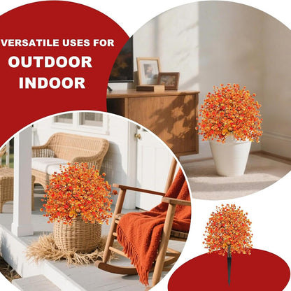 2 Pack Fall Artificial Mums Topiary Ball Tree with Ground Spike Boxwood 25" UV Resistant Fake Greenery Shrub Faux Violet Plant Fall Decorations Flower for Garden Yard Porch Patio Autumn Outdoor Decor