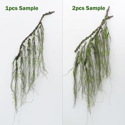 63inch Curly Faux Weeping Willow Tree Branches Hanging Moss Halloween Decor | Artificial Twisty Wood Curtain Spooky Fall Long Vine Green Twigs Garland For Wall Jungle Fireplace Patio Porch Decoration