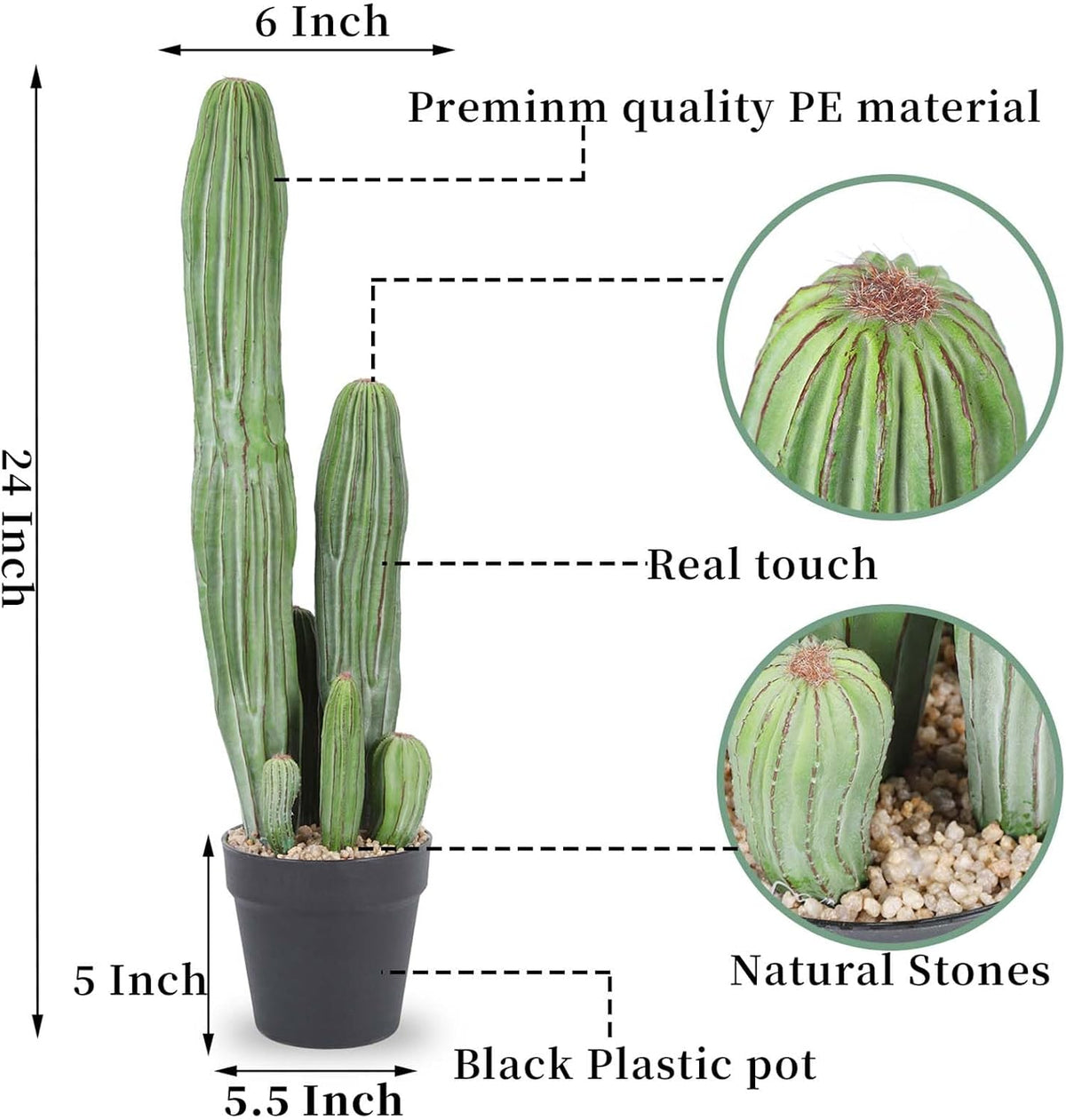 Artificial Cactus Fake Cacti 16" Faux Potted Cactus Plants for Home Store Office Decoration