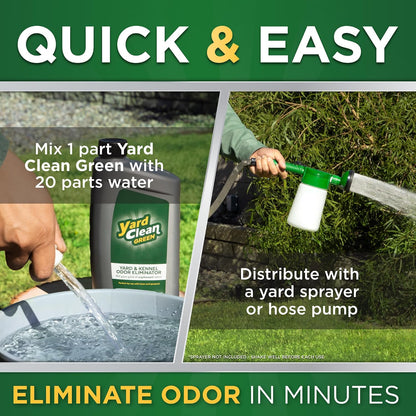 Yard Clean Green Yard and Kennel Odor Eliminator | Cat & Dog Odor Eliminator | Earth Friendly (1 Gallon)