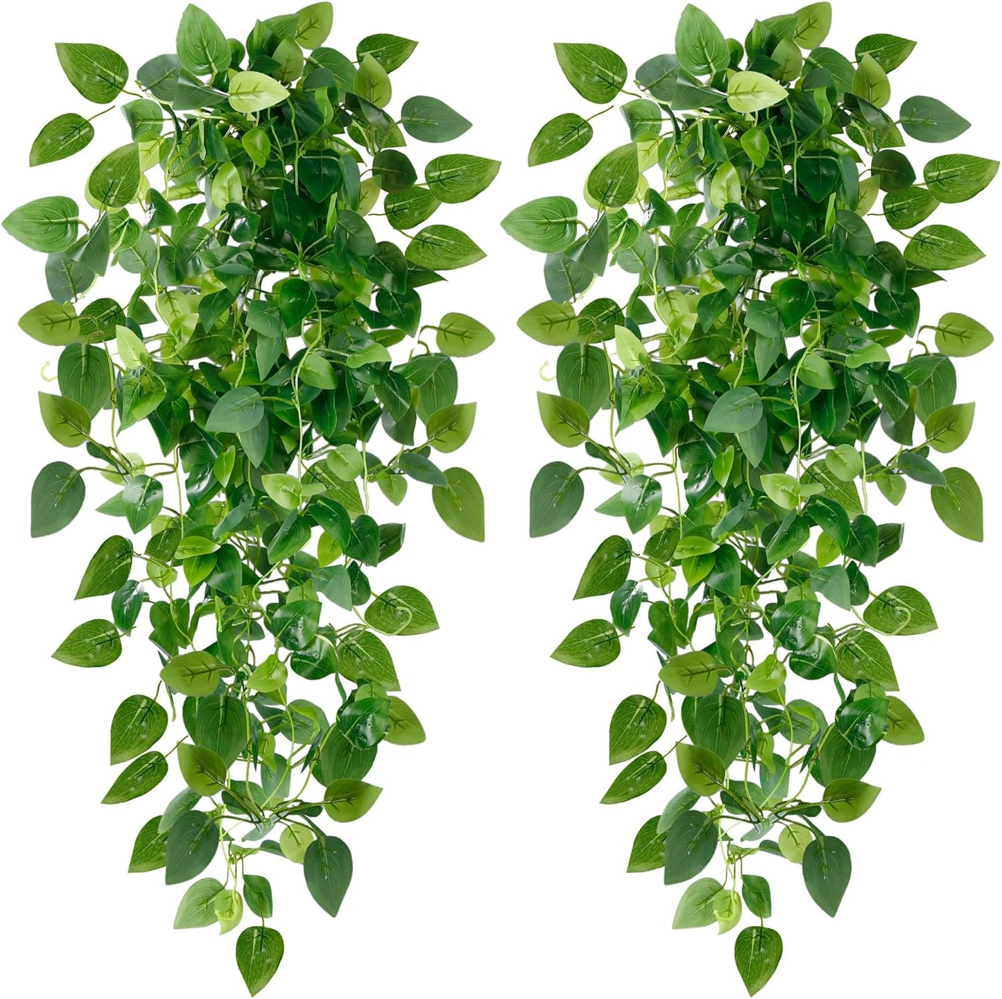 Fake Hanging Plants 4 Pcs Artificial Hanging Plants Fake Ivy Vine Faux Pothos Vines Artificial Ivy Leaves Greenery Plant for Room Patio Home Indoor Outdoor Shelf Wall Garden Decor(No Baskets)