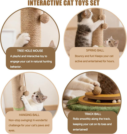 44" Tall Palm Tree Cat Scratching Post with Sisal Rope,Dangling Balls,Natural Healthy Catnip Balls,Cat Toy Mouse Hole,Interactive Wooden Ball & Cats Wand for Indoor Cats Adults and Kitten