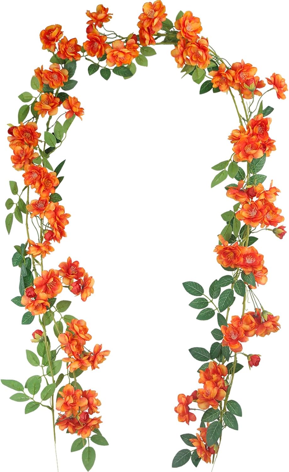 2 Pcs Artificial Flowers Garland for Outdoors White Faux Gardenia Garland 12Ft Silk Rose Hanging Vines Floral for Wedding Arch Party Wall Garden Ceremony Backdrop Fence Spring Decor