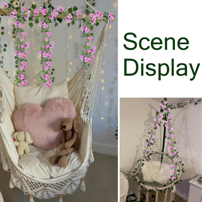 2 Pcs Artificial Flowers Garland for Outdoors White Faux Gardenia Garland 12Ft Silk Rose Hanging Vines Floral for Wedding Arch Party Wall Garden Ceremony Backdrop Fence Spring Decor