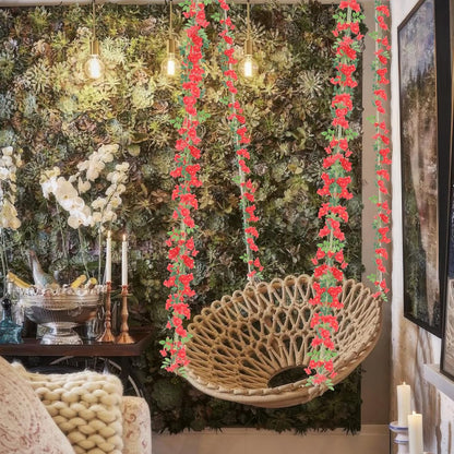 2 Pcs Artificial Flowers Garland for Outdoors White Faux Gardenia Garland 12Ft Silk Rose Hanging Vines Floral for Wedding Arch Party Wall Garden Ceremony Backdrop Fence Spring Decor