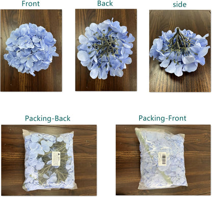 Silk Hydrangea Heads Artificial Flowers Heads with Stems for Home Wedding Decor,Pack of 10 (White)