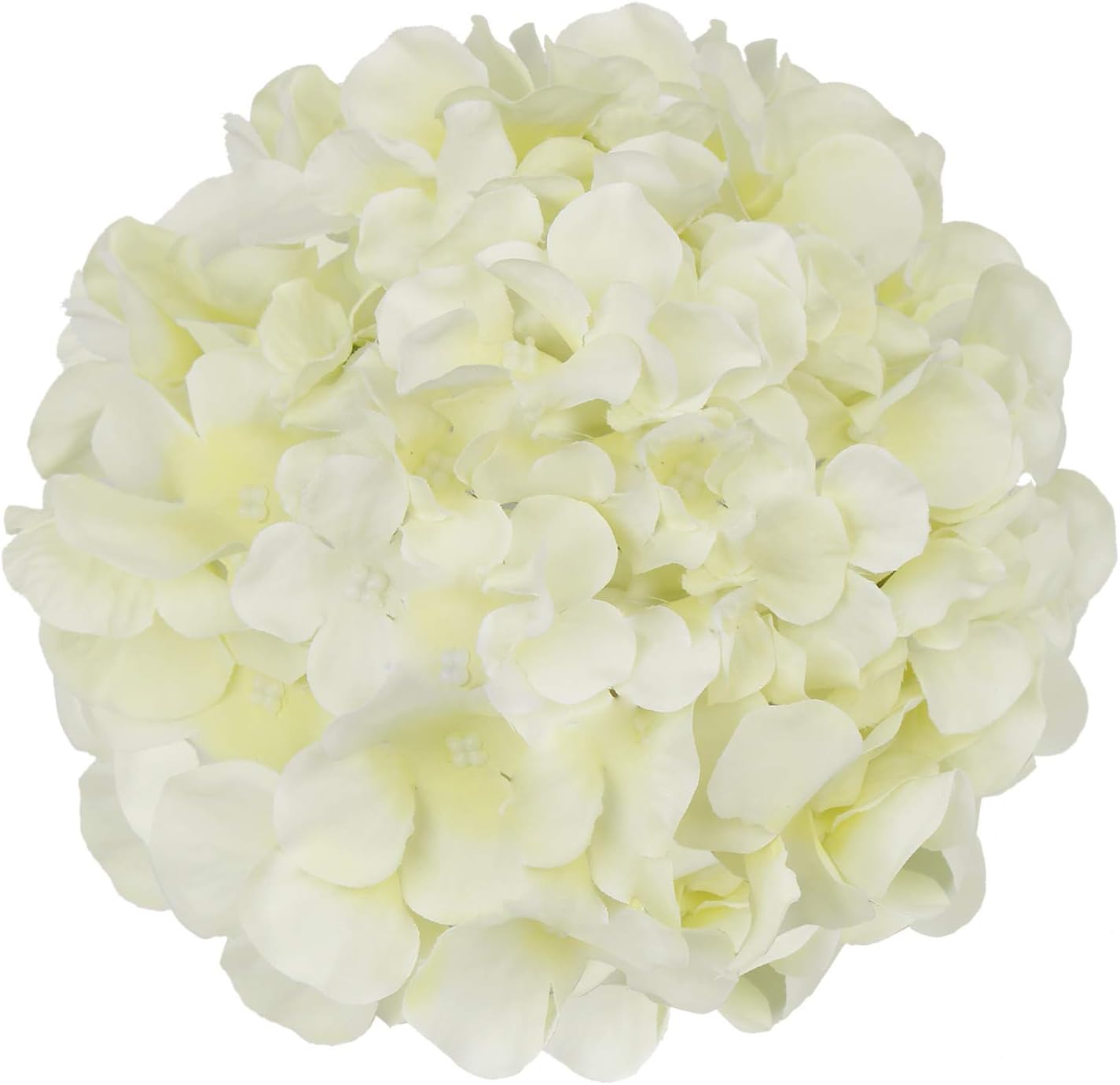 Silk Hydrangea Heads Artificial Flowers Heads with Stems for Home Wedding Decor,Pack of 10 (White)