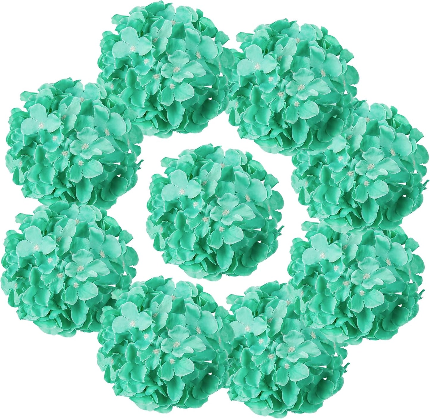 Silk Hydrangea Heads Artificial Flowers Heads with Stems for Home Wedding Decor,Pack of 10 (White)