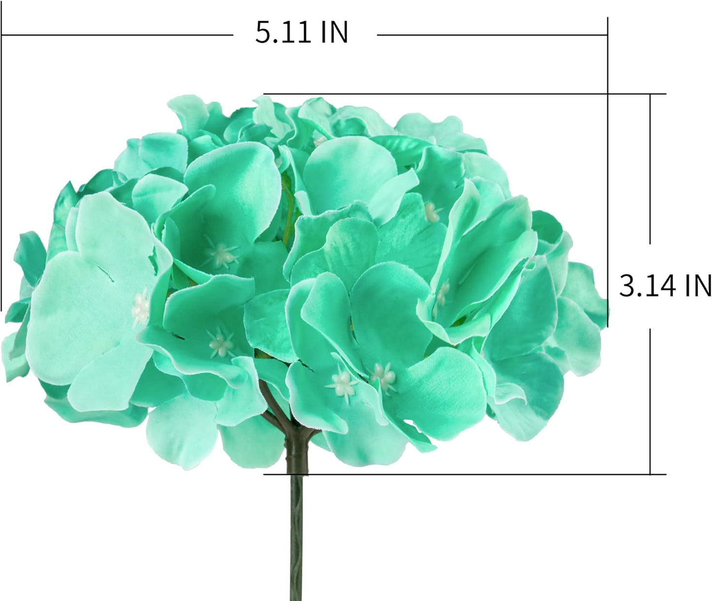 Silk Hydrangea Heads Artificial Flowers Heads with Stems for Home Wedding Decor,Pack of 10 (White)