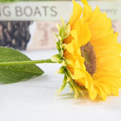 Sunflowers Artificial Flowers with Golden Yellow Long Stem Artificial Flower 10 Pcs for Home Decoration,Fake Fall Flowers Decor,Wedding Arrangement(Golden Yellow)