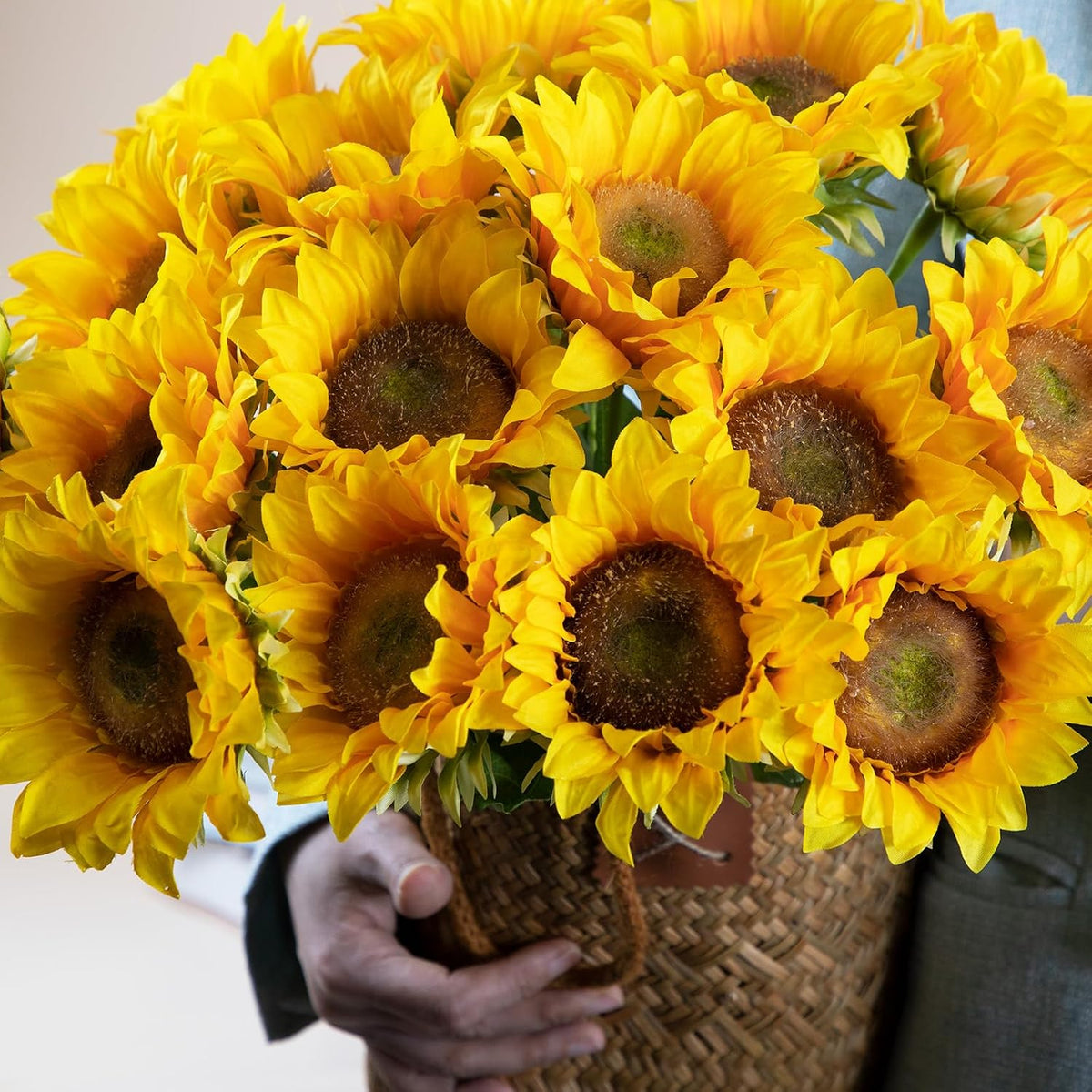 Sunflowers Artificial Flowers with Golden Yellow Long Stem Artificial Flower 10 Pcs for Home Decoration,Fake Fall Flowers Decor,Wedding Arrangement(Golden Yellow)