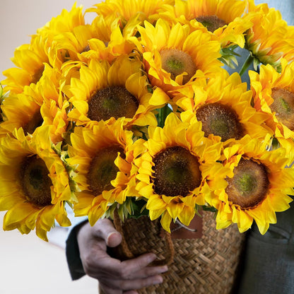 Sunflowers Artificial Flowers with Golden Yellow Long Stem Artificial Flower 10 Pcs for Home Decoration,Fake Fall Flowers Decor,Wedding Arrangement(Golden Yellow)
