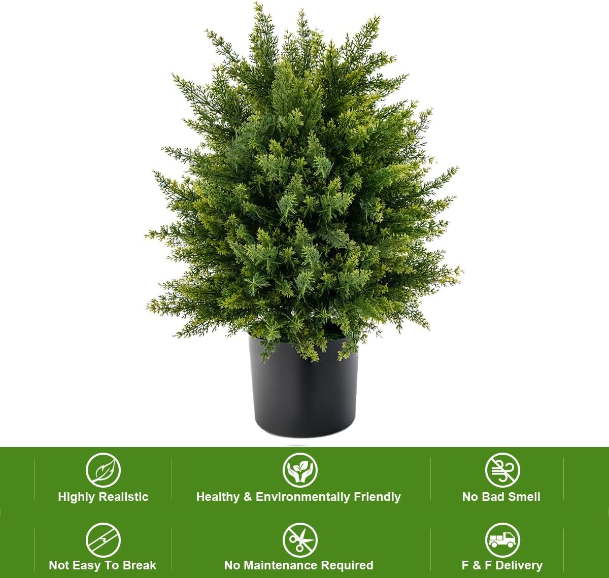 2 Pack 22" Artificial Boxwood Topiary Ball Tree with Orange Fruits