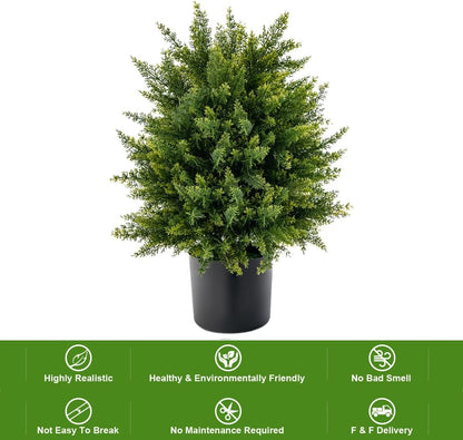 2 Pack 22" Artificial Boxwood Topiary Ball Tree with Orange Fruits