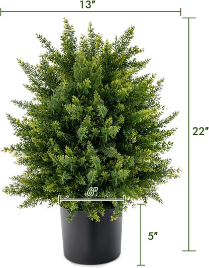2 Pack 22" Artificial Boxwood Topiary Ball Tree with Orange Fruits