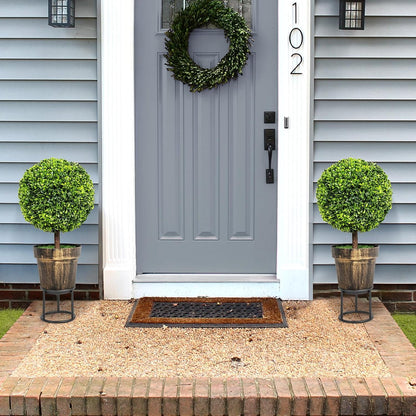 2 Pack 22" Artificial Boxwood Topiary Ball Tree with Orange Fruits