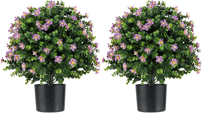 2 Pack 22" Artificial Boxwood Topiary Ball Tree with Orange Fruits