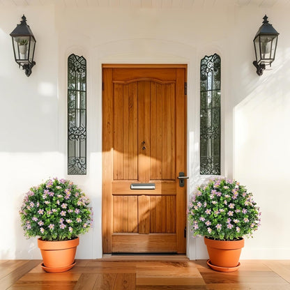 2 Pack 22" Artificial Boxwood Topiary Ball Tree with Orange Fruits