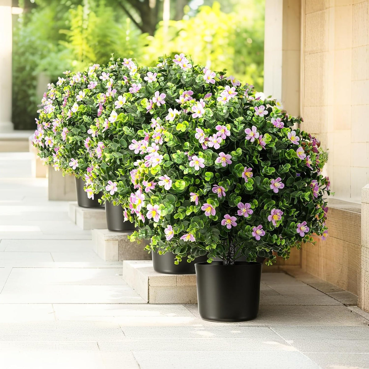 2 Pack 22" Artificial Boxwood Topiary Ball Tree with Orange Fruits