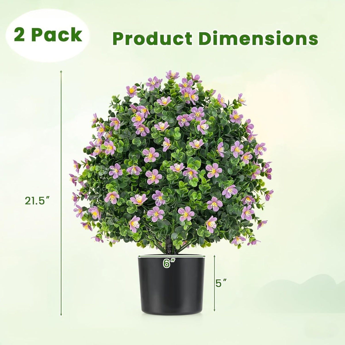 2 Pack 22" Artificial Boxwood Topiary Ball Tree with Orange Fruits