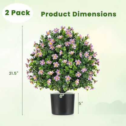 2 Pack 22" Artificial Boxwood Topiary Ball Tree with Orange Fruits