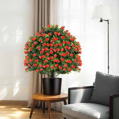 2 Pack 22" Artificial Boxwood Topiary Ball Tree with Orange Fruits