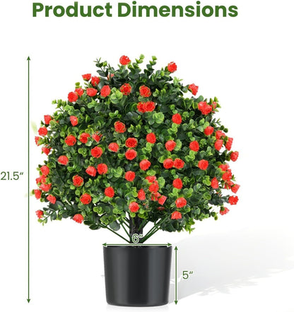 2 Pack 22" Artificial Boxwood Topiary Ball Tree with Orange Fruits