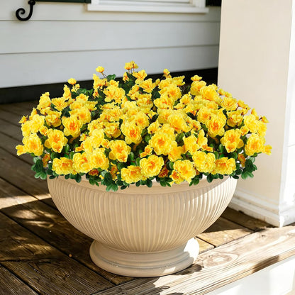 2 Pcs Artificial Flowers for Outdoors Faux Silk Camellia Yellow Flowers