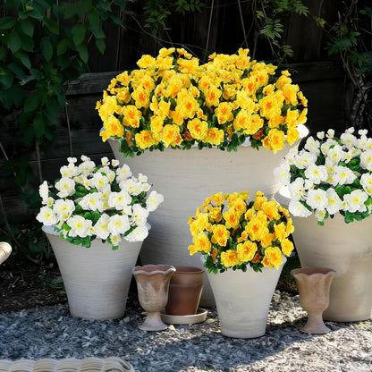 2 Pcs Artificial Flowers for Outdoors Faux Silk Camellia Yellow Flowers