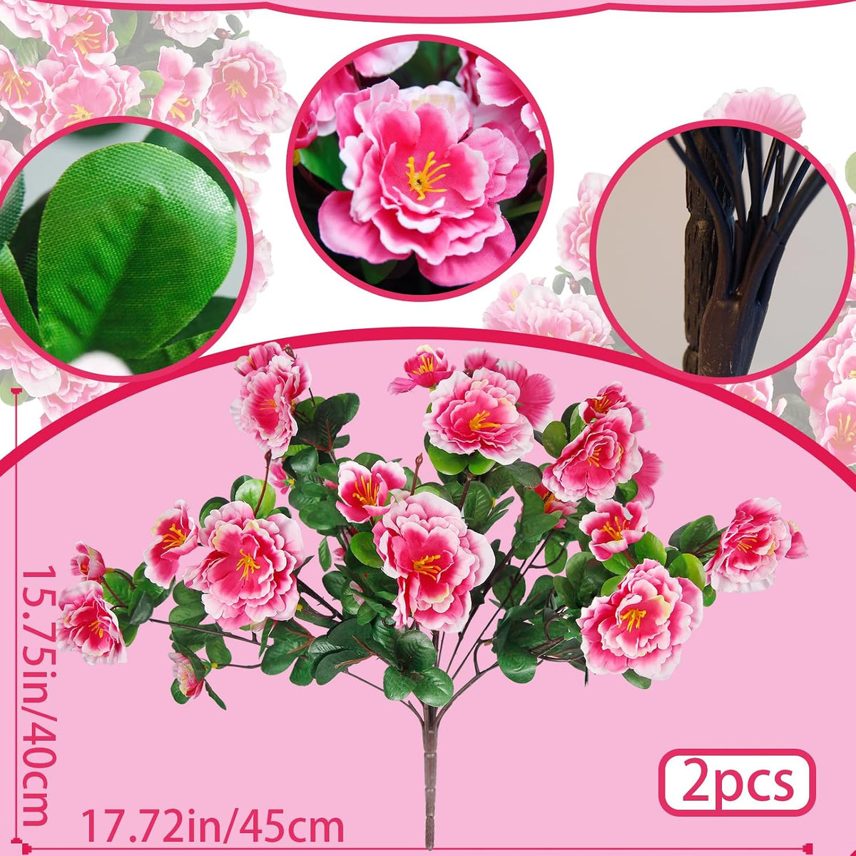 2 Pcs Artificial Flowers for Outdoors Faux Silk Camellia Yellow Flowers