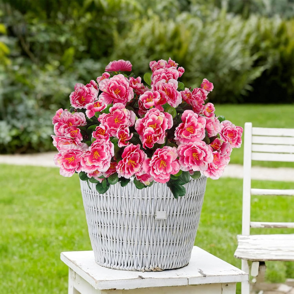 2 Pcs Artificial Flowers for Outdoors Faux Silk Camellia Yellow Flowers